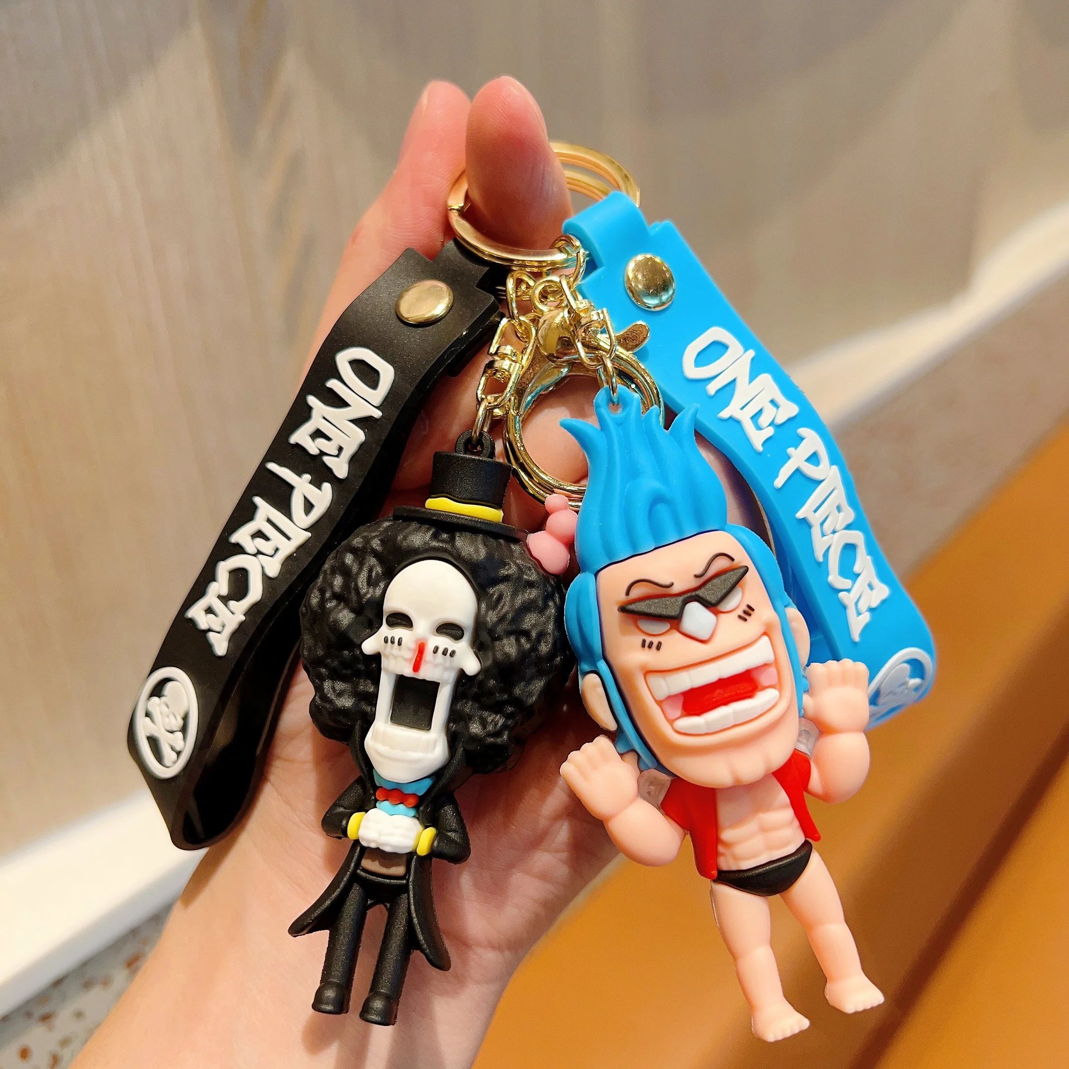 Popular Cartoon Luffy 3D Character Keychain One Piece Anime Fans Gift Zoro Car Keyring bag Pendant One Piece key chain