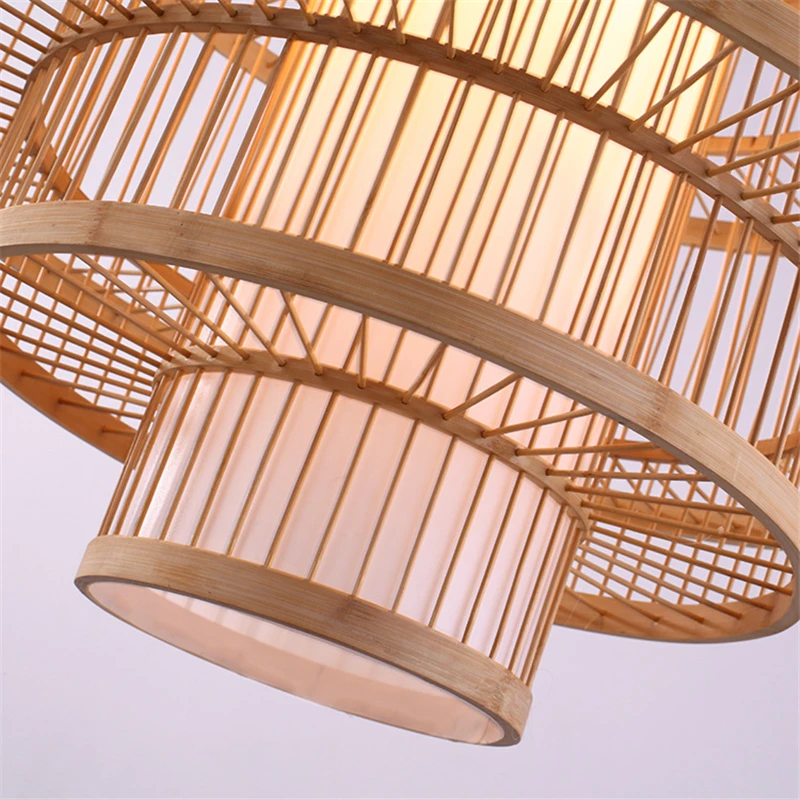 Nordic Pendant Bamboo Lights  Modern Dining Room Murano  Glass Lamp Simple Wooden Art Chandelier