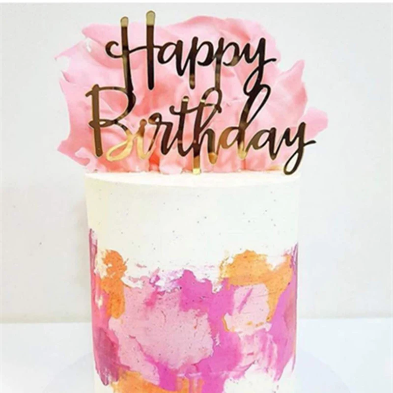 
Simple Letter Acrylic Happy Birthday Cake Topper Rose Gold Kids Favors For Party Supplies Baby Boy or Girl Wedding Cake Decor 