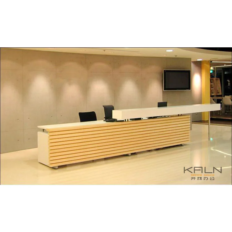 High quality modern solid wooden office furniture customized products good price veneer reception table front counter customized