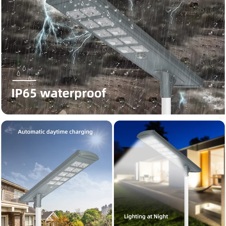 Outdoor Ip65 Waterproof Lamp PIR Control Sensor Power Integrated 80w 100W All In One Led Solar Street Light