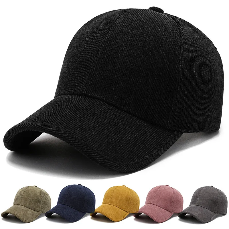 Custom Logo Plain Fitted Baseball Cap Colorful Corduroy Hat Gorras Winter Trucker Hat Wholesale Vintage Running Golf Sports Cap