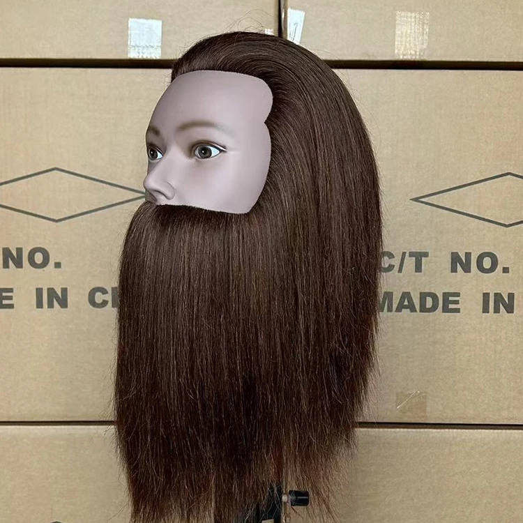 Wholesale HOT Selling Salon Mix Animal Hair Male Training Realistic Mannequins Heads With Beard With clamps