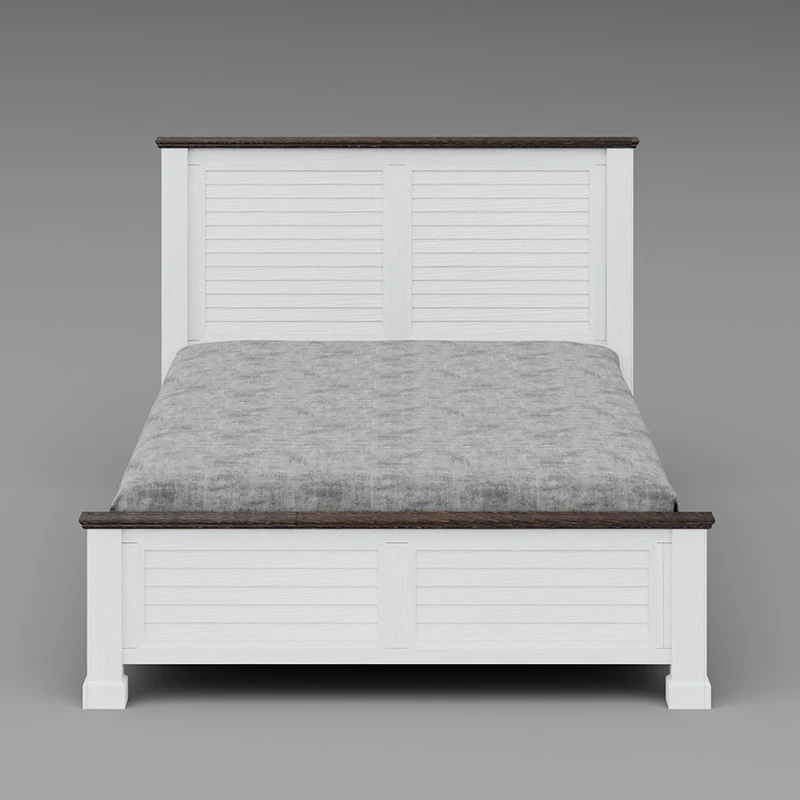 Queen Bed with Headboard Solid Wood Acacia Modern Luxury Style Furniture Duotone Packing Knock Down Made In Vietnam