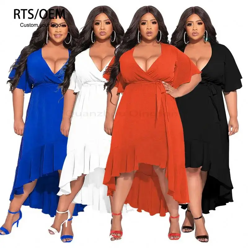 Fashion Elegant Casual Blue Plus Big Fat Size Cheap Dress For Woman Clothing