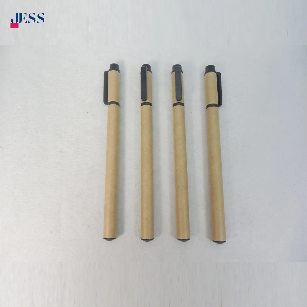 Low Price Eco-Friendly Kraft Paper Roller Pen in Natural Color for Simple Pen Promotion 0.5mm Gel Ink