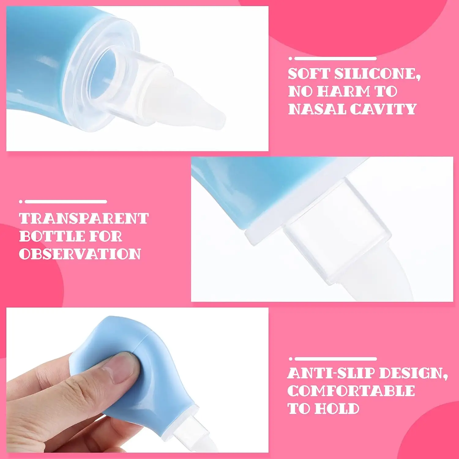 Reusable Safety Newborn Colorful Silicone Manual Baby Nasal Aspirator Nose Cleaner