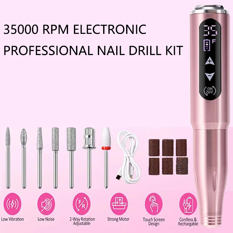 2024 New Touch Screen Electric charging Nail Polishing Pen 35000 RPM nail drill pen