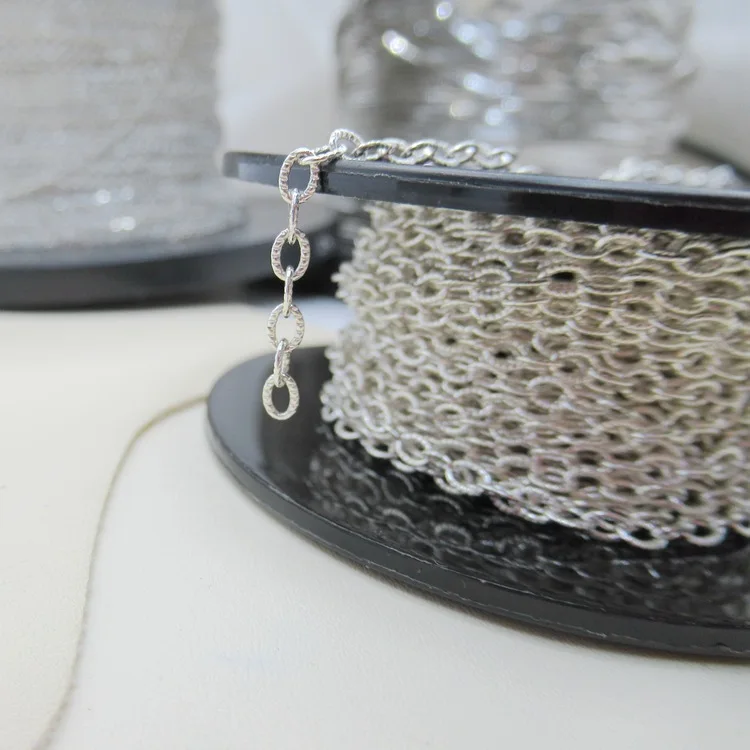 Wholesale hight quality S925 silver ribbed cable chain for DIY necklace accessory