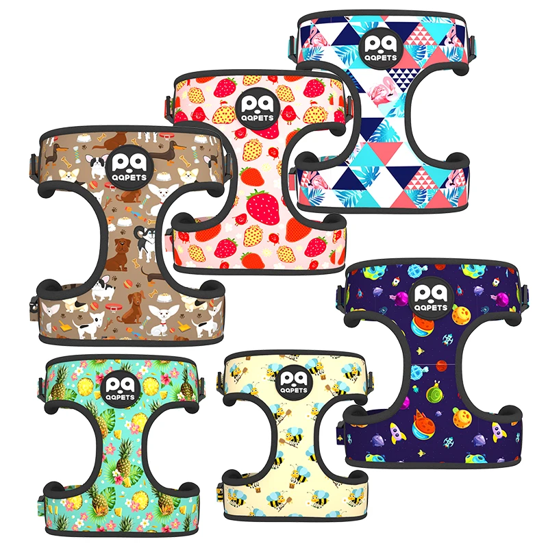 Popular Custom Design Dog Harness Blue Pattern dog Collar leash Bow Tie and Bandana Set Bulk Neoprene Dog Harness Manufacturer