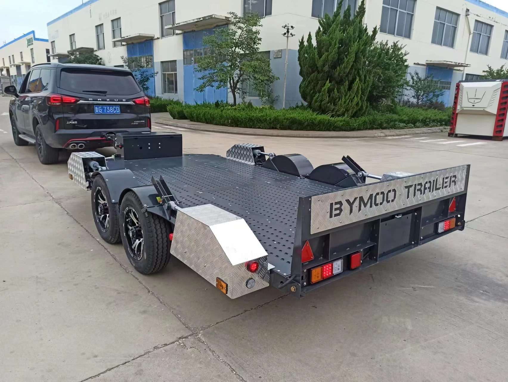 Car hydraulic 3 tonne trailer low bed tilt trailer tandem car trailer with 12000 lbs winch