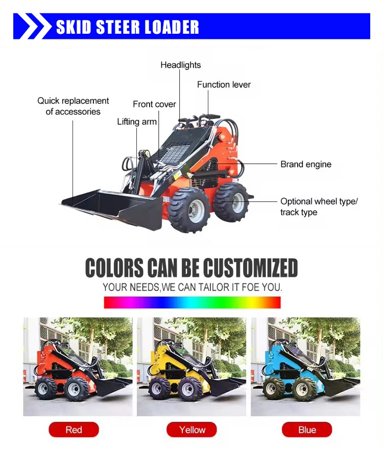 Mini Skid Steer Loader New Agricultural Construction Machine New Model EPA Diesel Hydraulic Crawler Tracked Skid Steer Loader