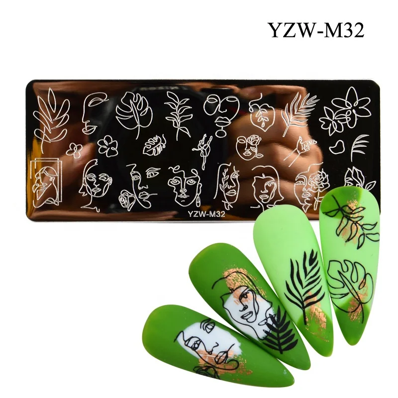 Abstract Faces Nail Art Stamp Plates Rectangle Stainless Steel Image Plate Nail Template Tools