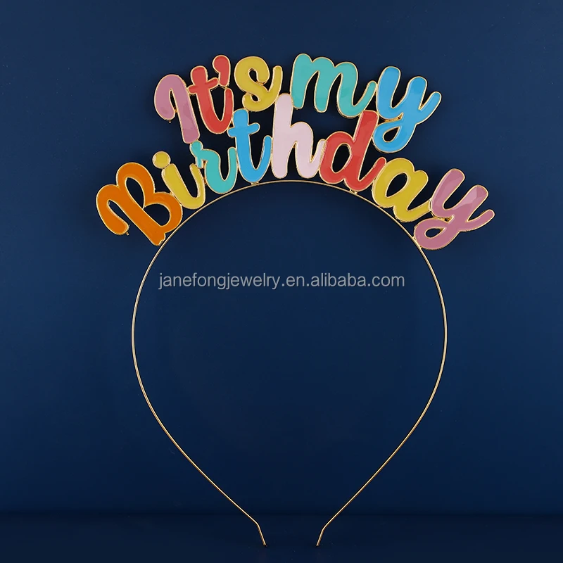 Happy Birthday Girl Alloy Gold And Colorful Headband For Party
