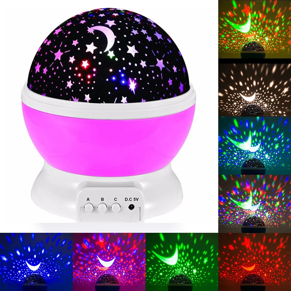 
2019 Amazon Hot Selling Rotating Star Sky Moon Projector Bedroom Night Light High Quality Baby Night Lamp For Kids Desk Lamp 