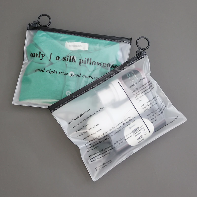 Waterproof PVC Frosted Zipper Bag LOGO Customization Pencil Case Travel Cosmetic Bag