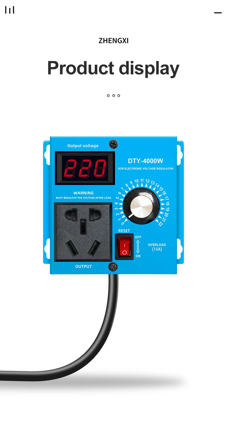 single phase SCR electronic adjustable Voltage Regulator DTY-4000W