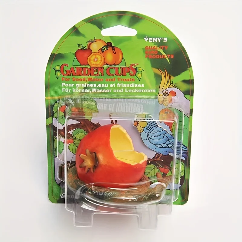 Automatic Rounded Plastic Bird Bowl with Perch Eggplant Corn Shaped Hanging Bird Food and Water Bowl for Birds
