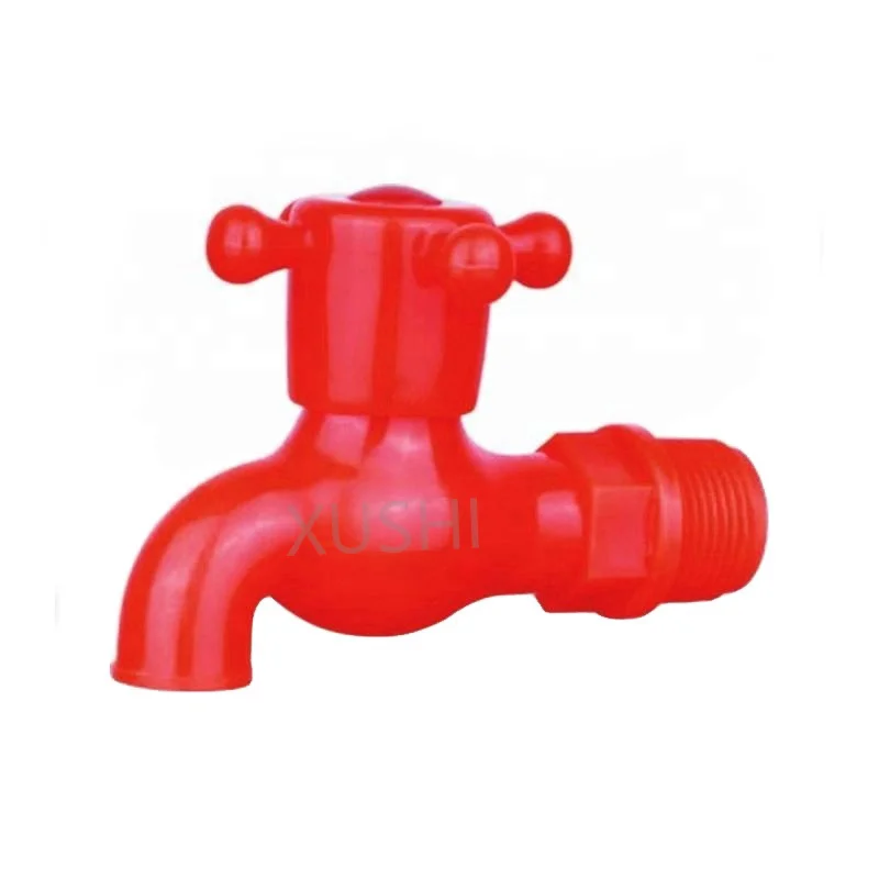 BPA FREE Plastic UPVC Red Bibcock Quick Open Cross Handle Transparent Outdoor Faucet Kitchen Garden Manual Water Tap