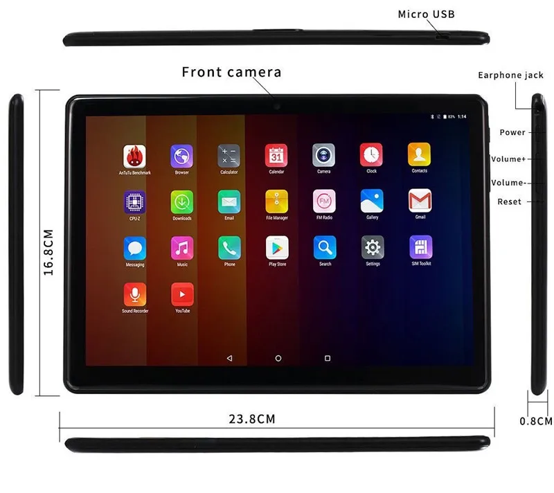 10 inch 1GB ram 16gb rom android 3g dual sim tablet pc in lowest price MOQ 20 pcs