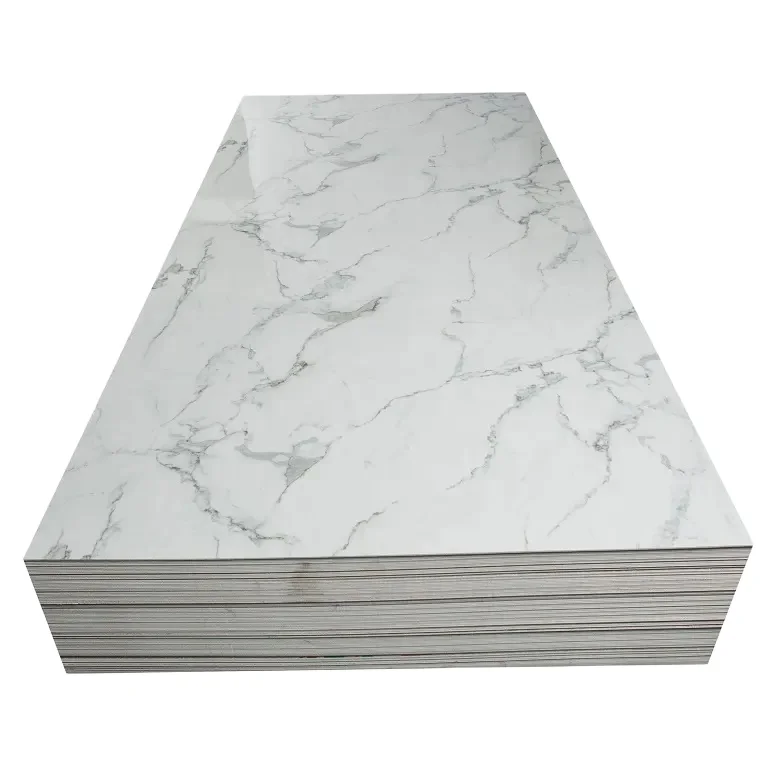 High quality coated kitchen cabinets high gloss wall marble panel for bathroom pvc marble panel