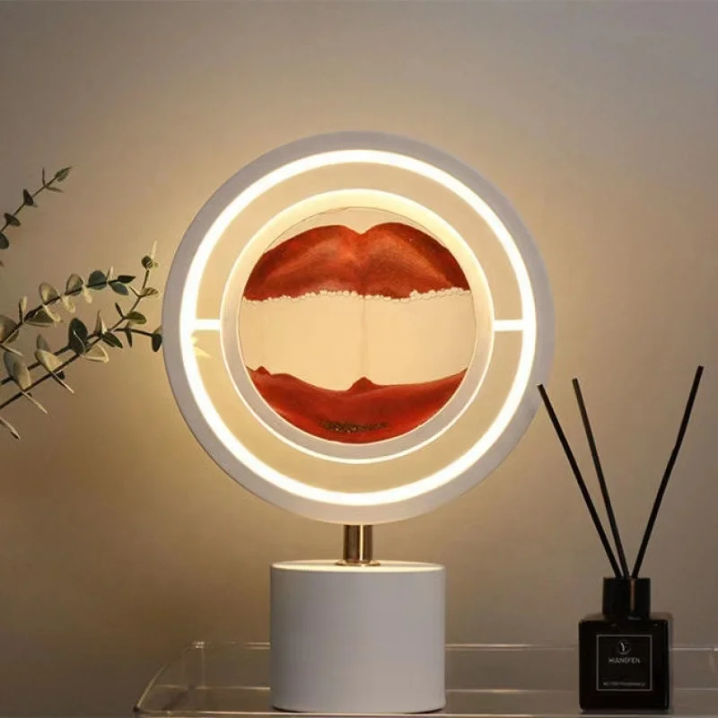 Art Modern 3D Quicksand Desk Light Moving Sand Flowing Dynamic Quick Sand Painting LED Table Lamp