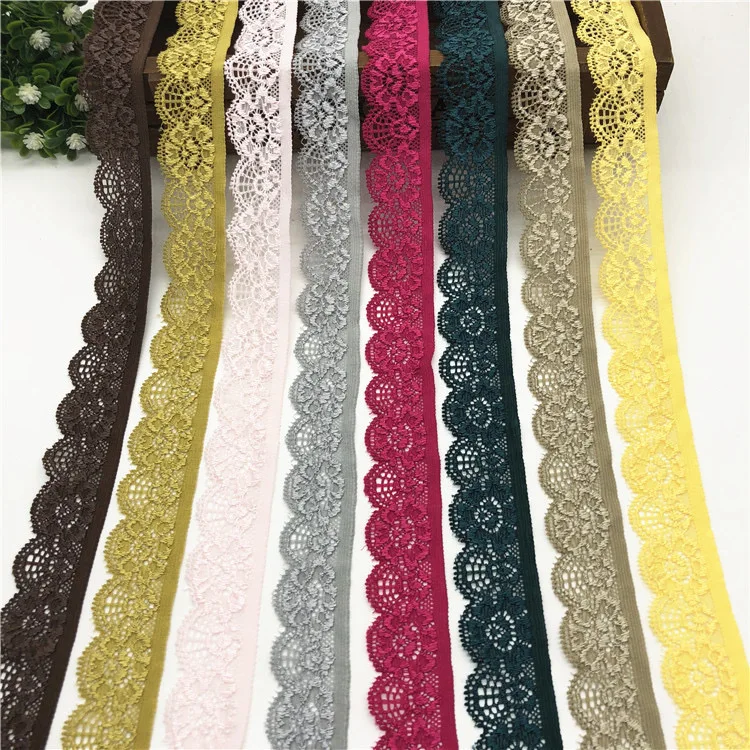 Colorful Stretch Mesh Fabrics Women Dress Garment Accessories Embroidery Mesh Fancy Nylon Elastic Lace Trim