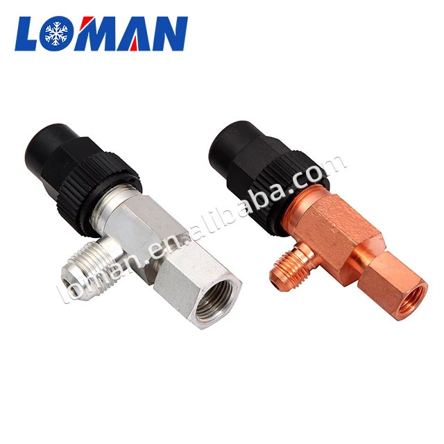 LOMAN Refrigeration Brass Right Angle Globe Valve, Capped Receiver Valve