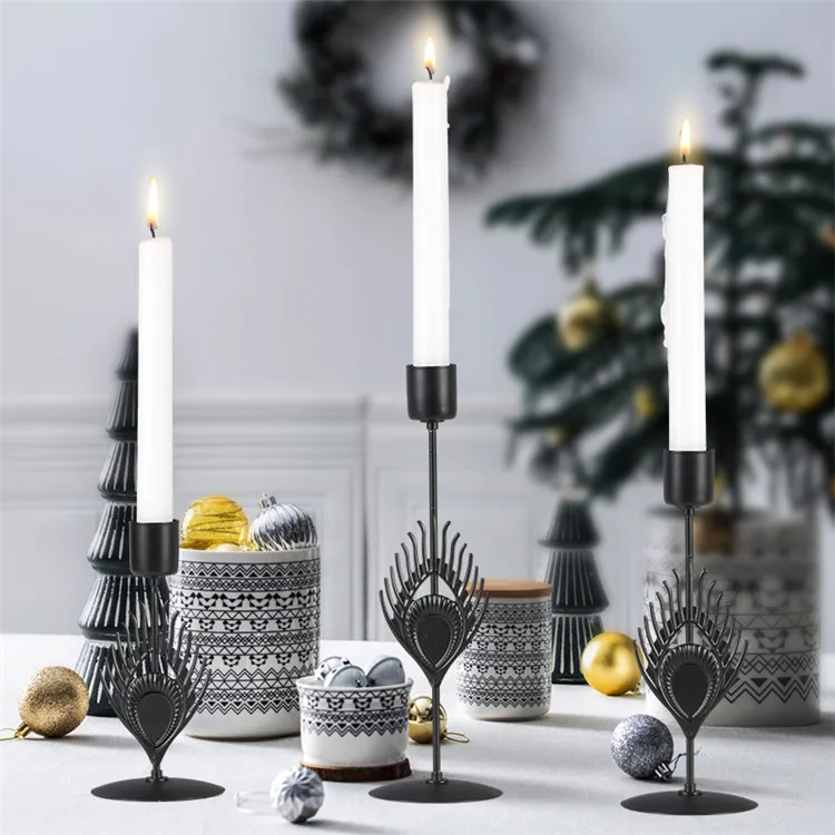 Vintage Wedding Pillar Metal Candle Holder Feather Tealight Table Candle Holder Candlestick Centerpieces For Wedding Table