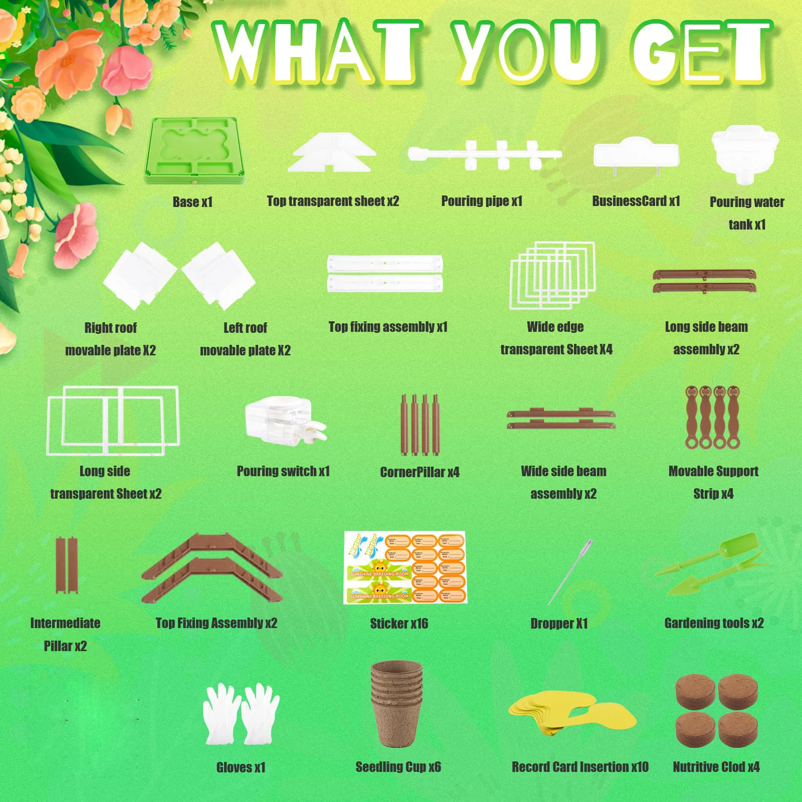 DIY Plant Sunshine Room Greenhouse Grow Room Garden Set Plant Growing Kit for Kids Drip Irrigation System and Grow Light