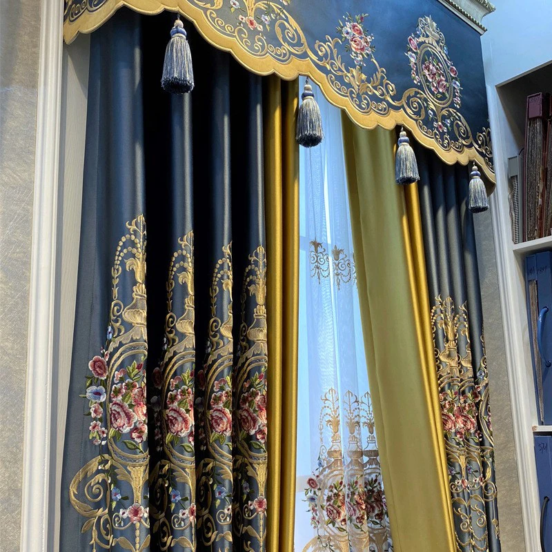 Chinese Professional European Style Luxury Curtains For Living Dining Room Bedroom Embroidered Curtains