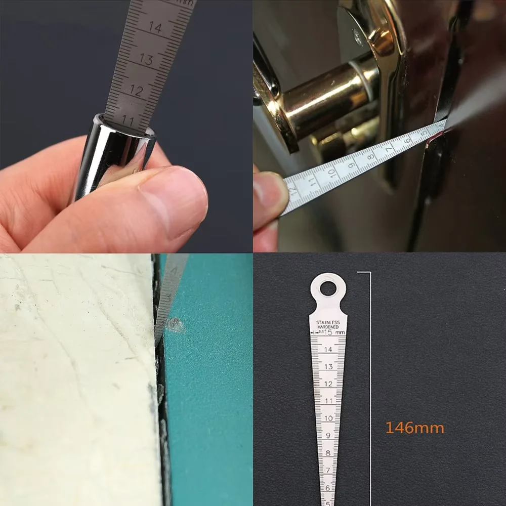 1-15mm Stainless Steel Ruler Double Side Taper Gauge Feeler Gap Hole Metric Inch Measuring Tool