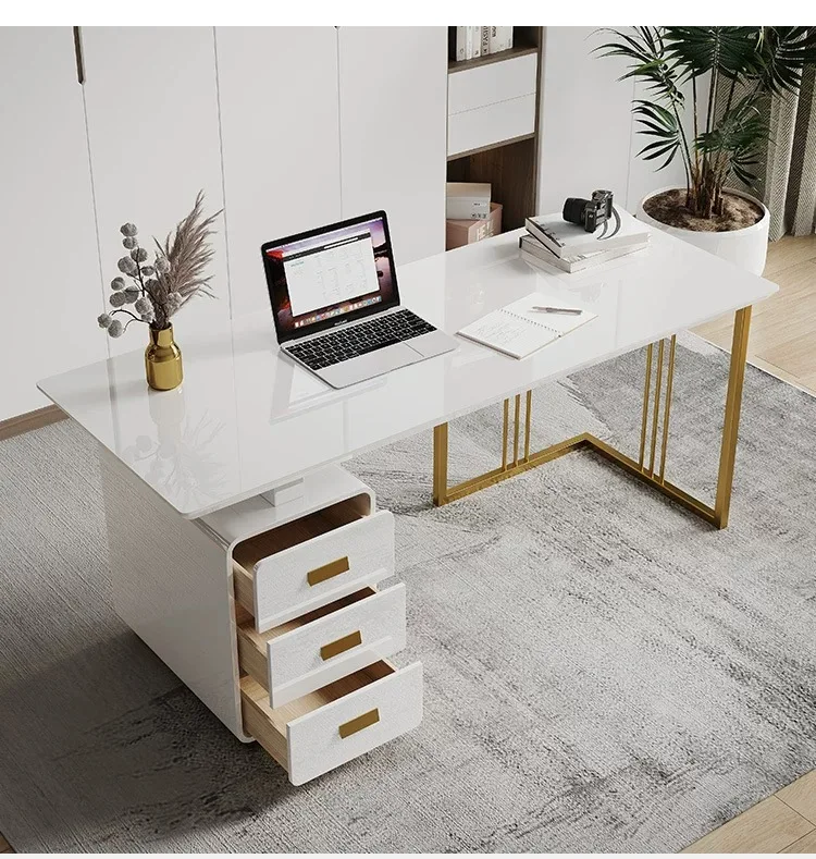 Elegant Design Steel Office Furniture Desk Acrylic Solid Surface Office Computer Table White
