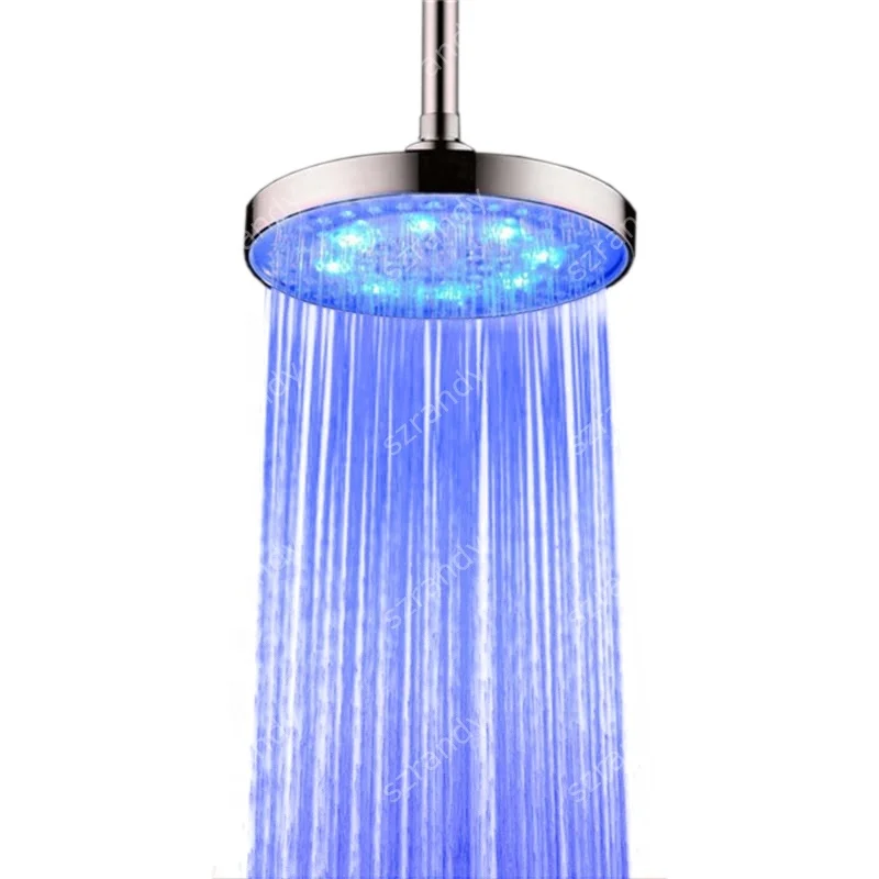 8 inch Temperature sensor 3 colors Round Rgb Led Showers