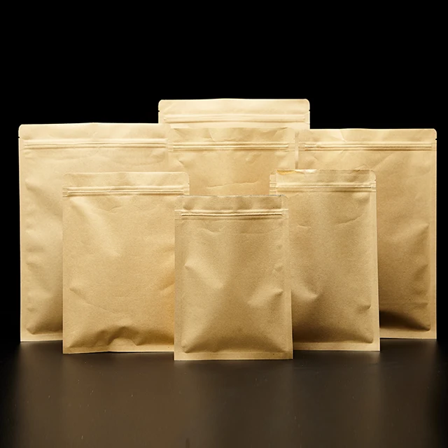 three side inner aluminum foil kraft paper bags for food packaging