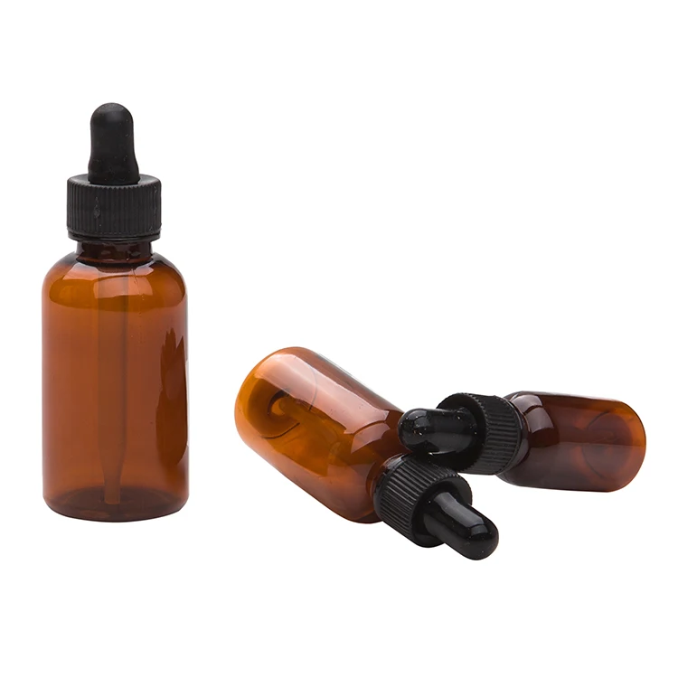 2oz Plastic Essential Oil Dropper Bottle Screw Lid Amber Plastic  Liquid Dropper Bottles