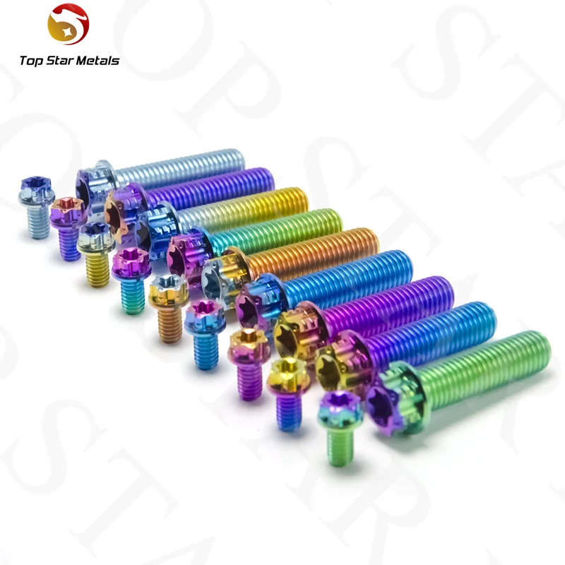 TITST Titanium screws  M5/M6/M8x10/12/15/20/25/30/35/40/50/60/70mmTorx Head bolts for Motorcycle Riding Modification Fastener