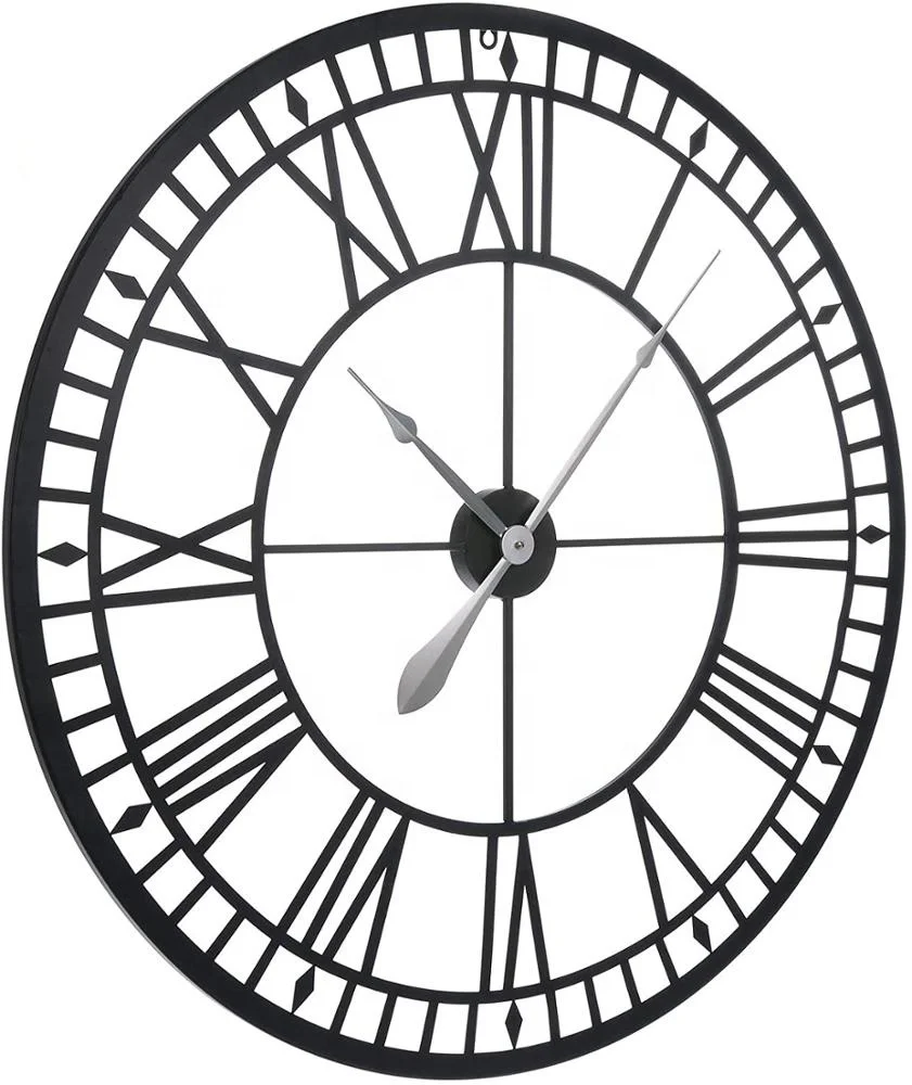 
31.5 Inch 80cm mould laser cut out metal wrought iron skeleton wall clock 