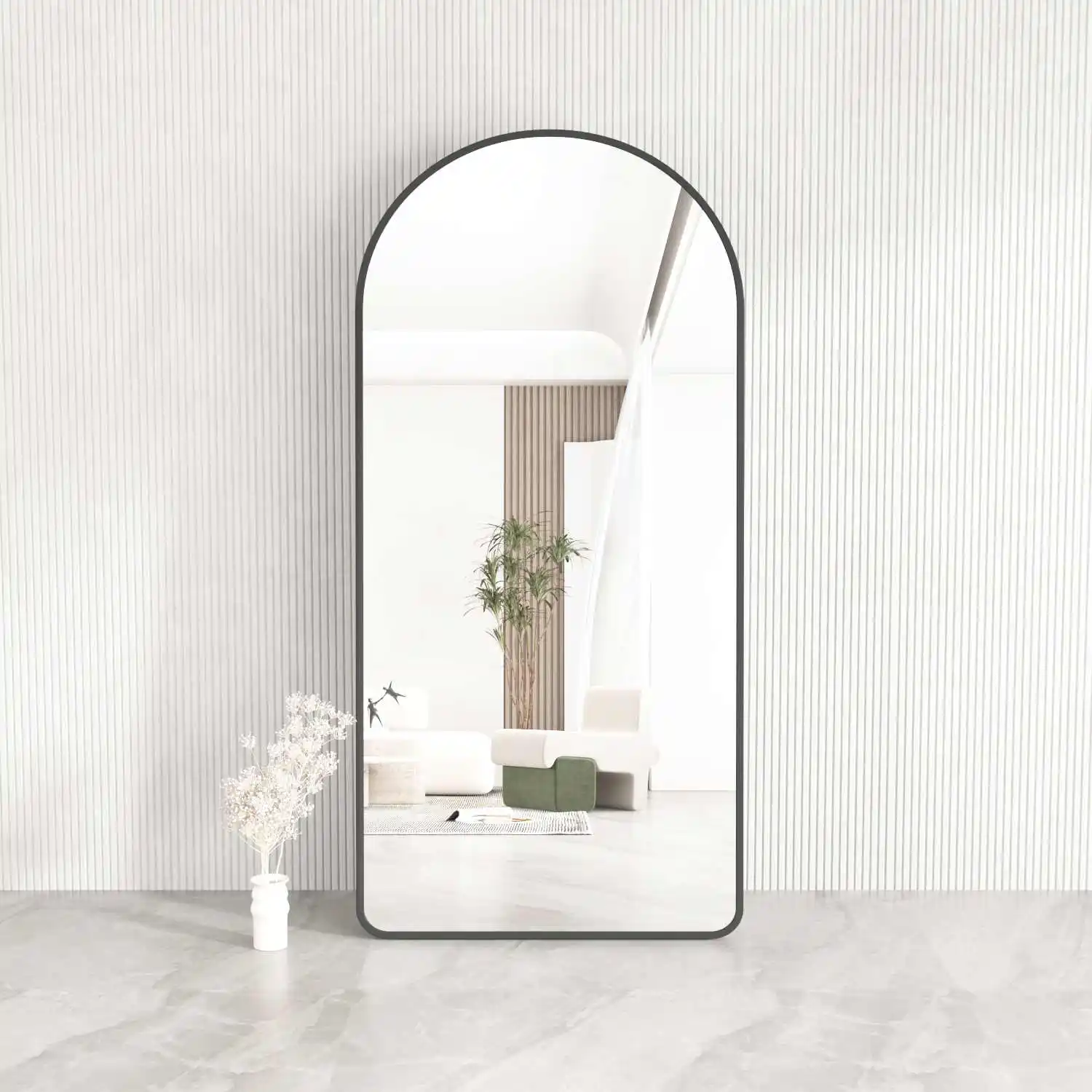 Wholesale Vintage Gold Black Framed Floor Arch Mirror Full Length Large Long Standing Dressing Mirror for Wall for Home Decor