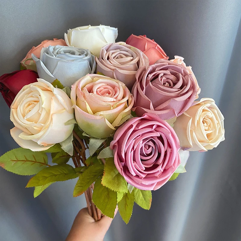Single Imperial Rose Flower Artificial Flowers Decorative Decoration Mariage