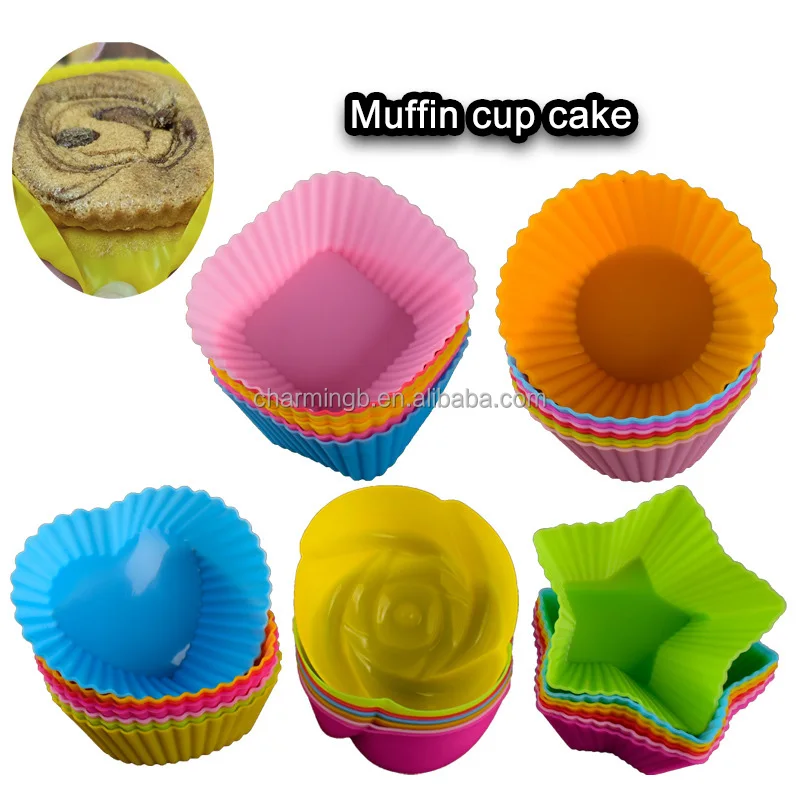 Food Grade BPA free Reusable Nonstick Silicone Muffin Baking Cake Cups Cupcake Liners