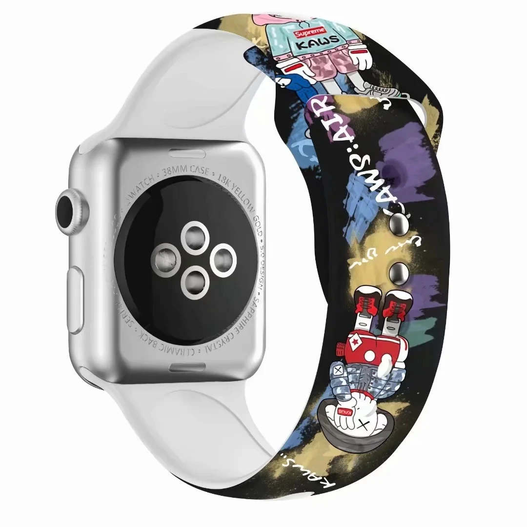Для серии iWatch персонализированный мультяшный рисунок модный ремешок для умных часов 40/44 мм универсальный цветной браслет из
