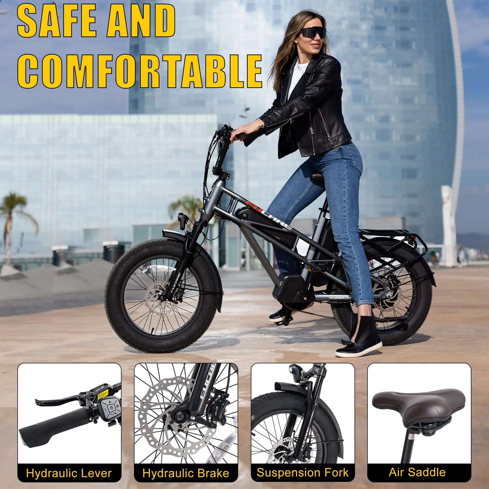 Fucare E-Bikes Gemini X Dual Battery 30AH 750W 48V Motor 31MPH Max Speed 100-120 Miles  Electric Bike for Adults