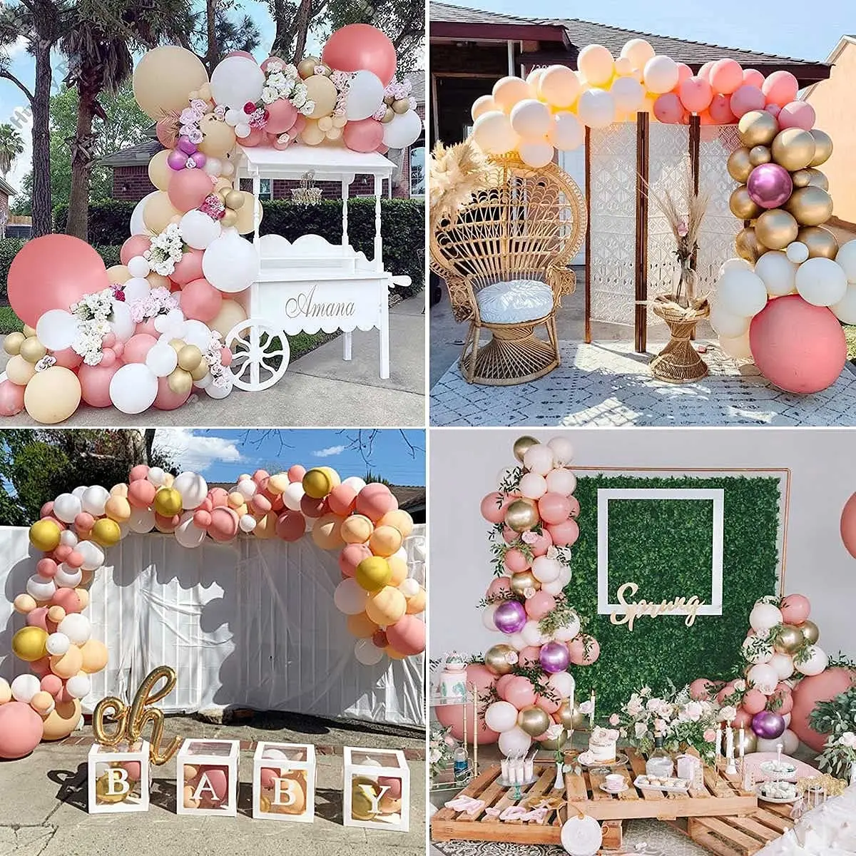 Gold Pink White Yellow Orange Balloons Macaron Latex Ballons garland Arch Kit for Birthday Wedding anniversary