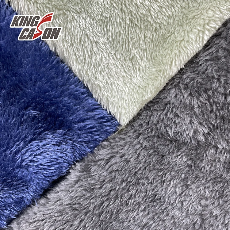 KINGCASON Manufacturer Wholesale Customized Colors Warm Anti-Static Two Side Brushed Soft Solid Sherpa Arctic Fleece Fabric