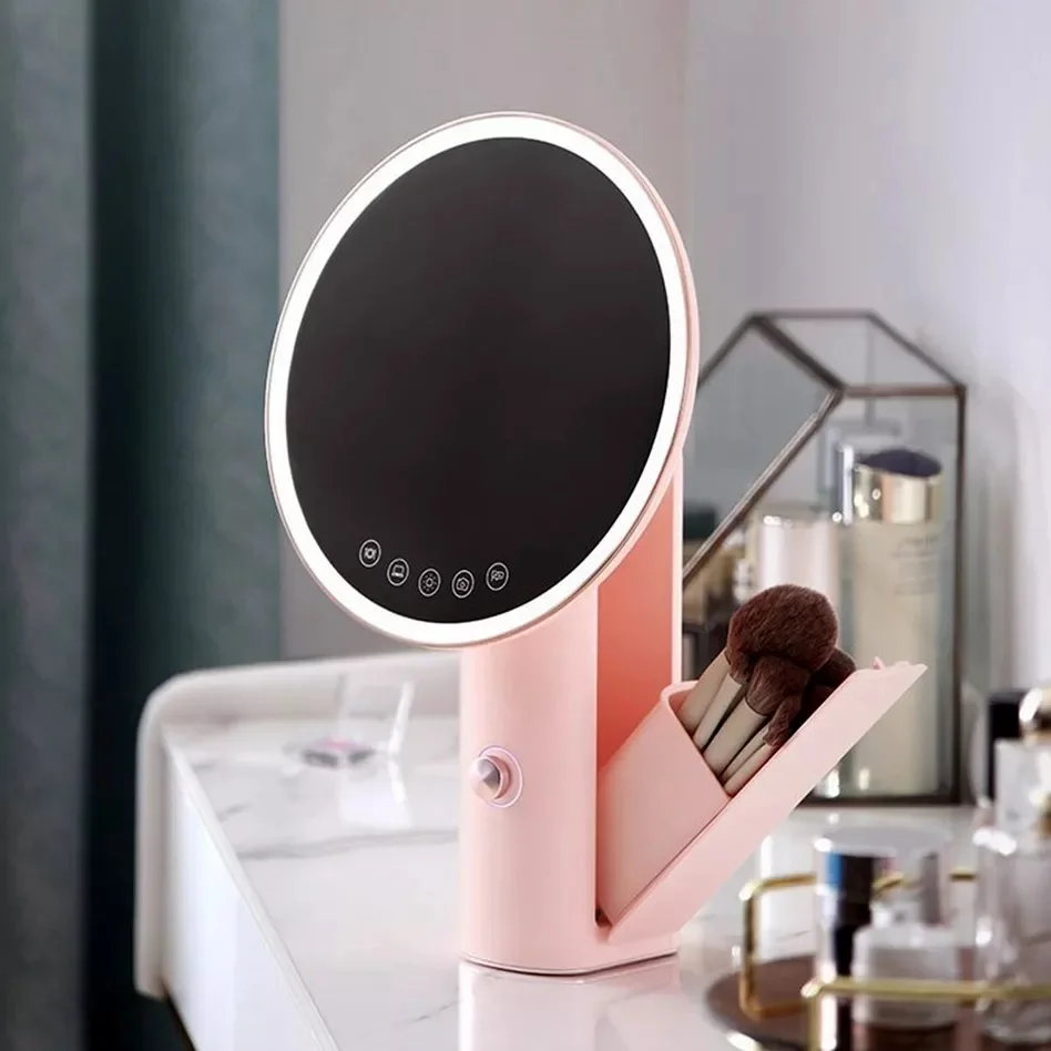 Donlim Adjustable Defogging UV Disinfection Cosmetics Storage Rechargeable Led Smart Makeup Vanity Mirror With LED Light