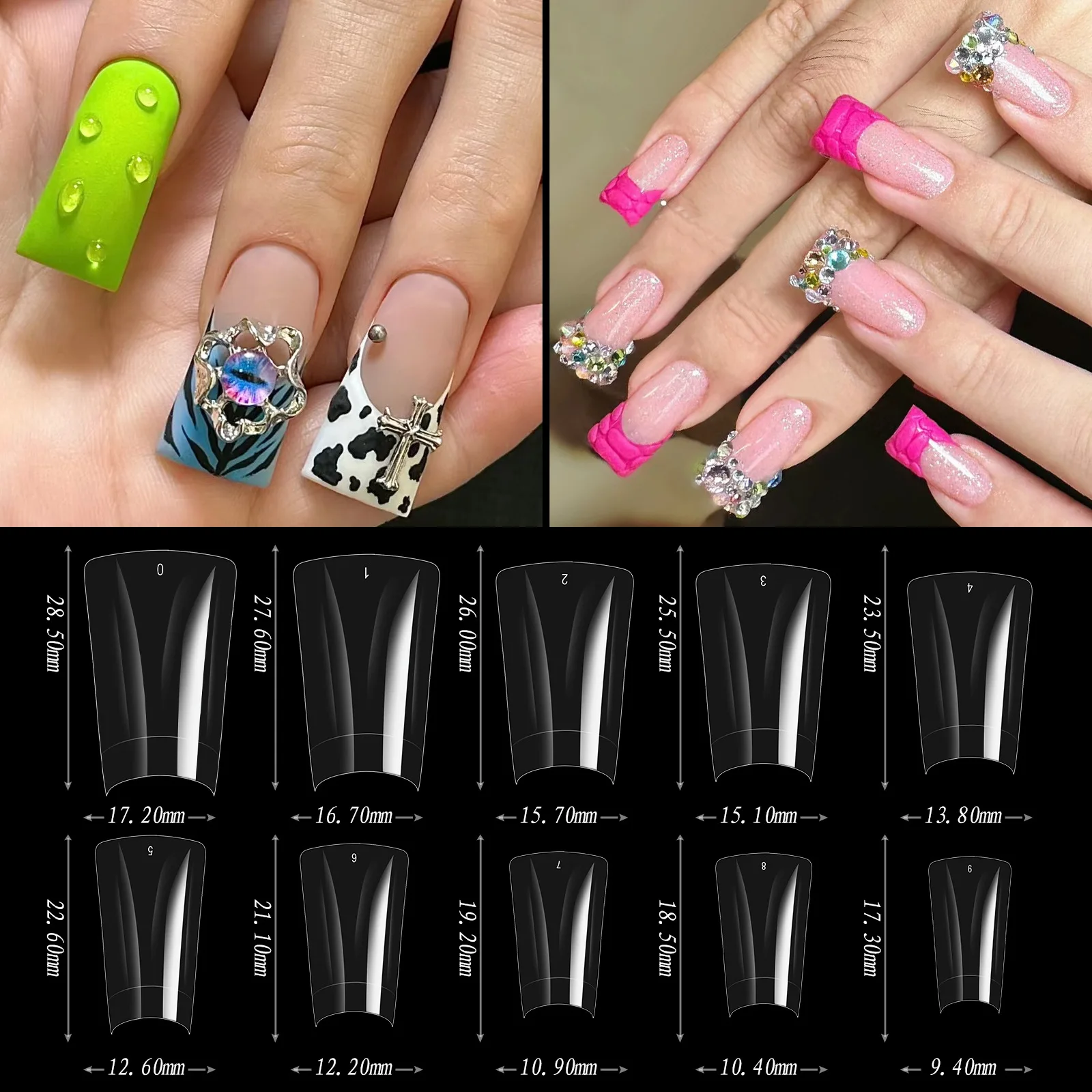 Bellinails 500pcs Duck Flare Finger False Nail Extension French Acrylic Capsule Half Cover Long Duck Tip Artificial Nails