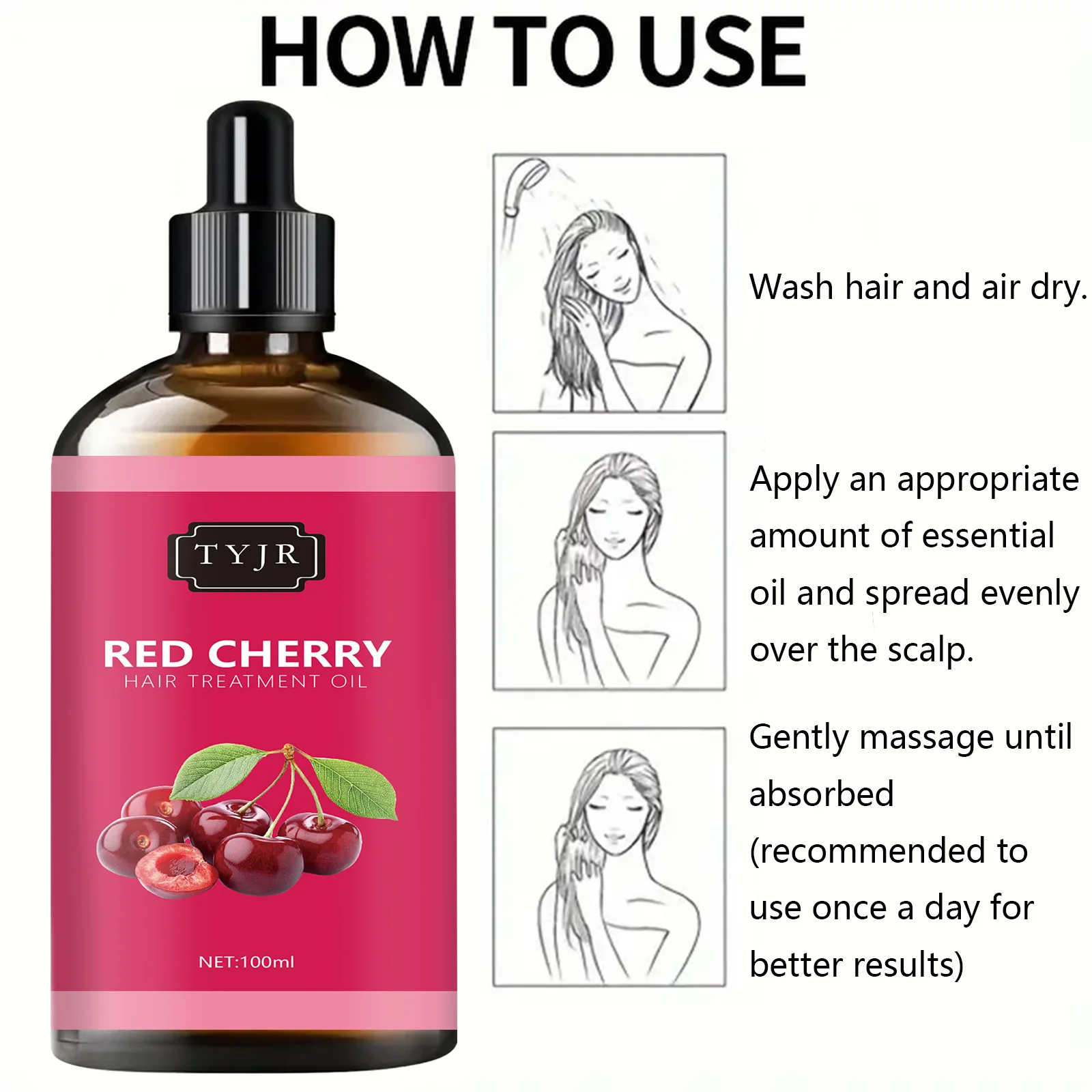100ml cherry hair care essential oil is beneficial for nourishing, moisturizing, and glossy hair care