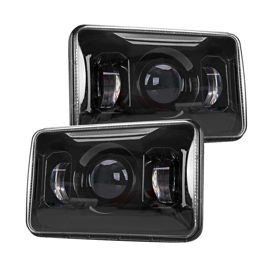 Double Design Square 4X6 Headlight Housing With High Low Beam Drl Faros Led 4X6 12V For Toyota Pickup Jeep Xj Yj Truck