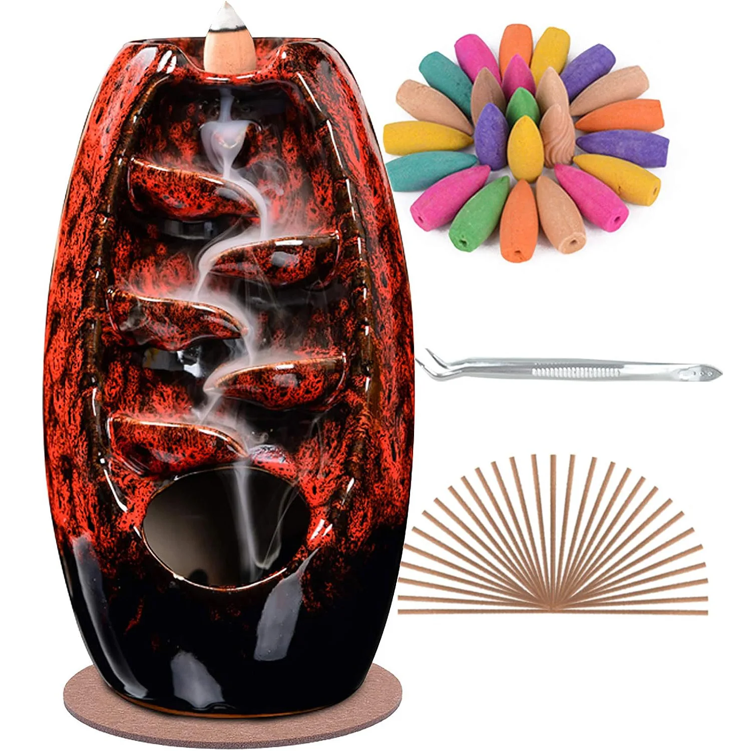 Custom Backflow Fragrance Fir and Pine Incense Cones Burner with Sandalwood Scented Potpourris Incense Burner